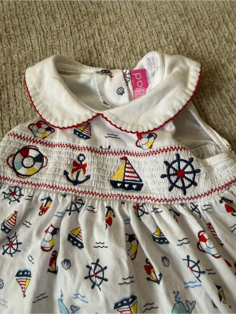 Goodlad Nautical Smocked Sailboat Dress 12 Months Peter Pan Collar‎